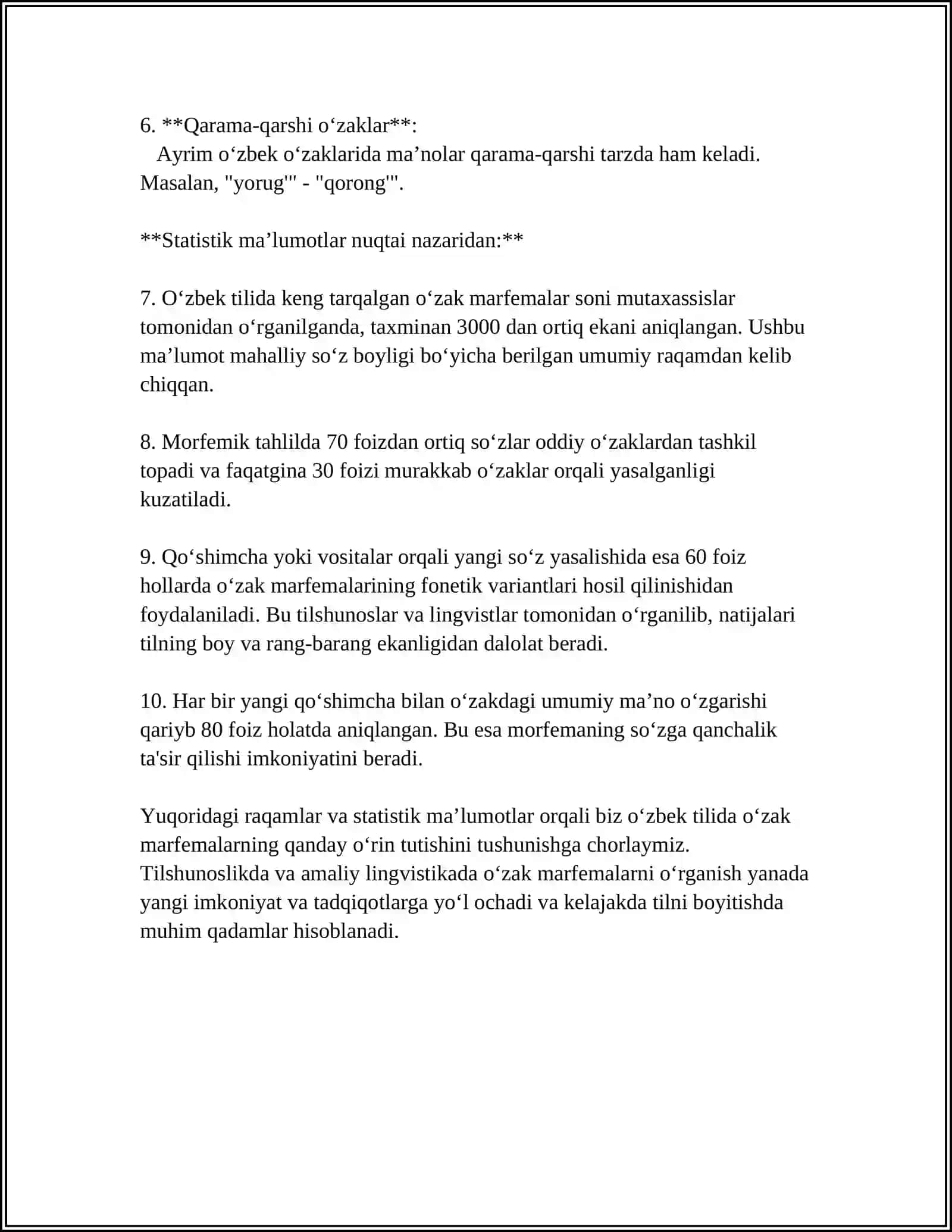 MARFEMIKA. O'ZAK VA AFFIKSIAL MARFEMA 4
