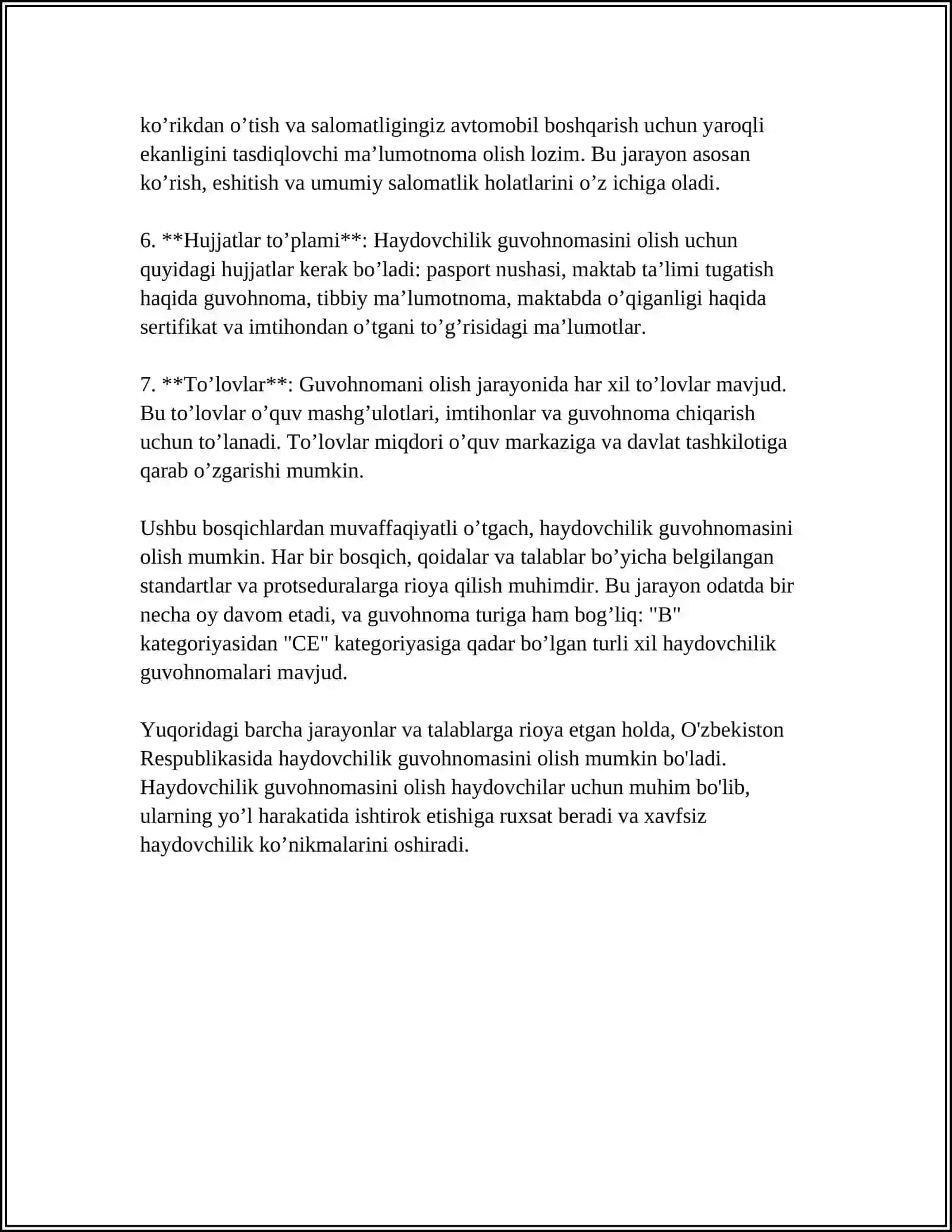 HAYDOVCHILARNI TAYYORLASH VA ULARGA TEGISHLI HUJJATLARNI TOPSHIRISH BOYICHA ASOSI TALABLAR 4