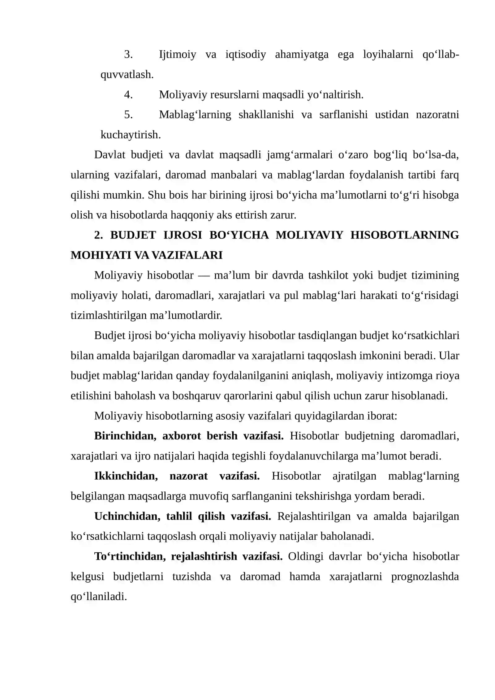 DAVLAT BUDJETI VA DAVLAT MAQSADLI JAMG‘ARMALARI BUDJETLARINING IJROSI MOLIYAVIY HISOBOTLARI 4