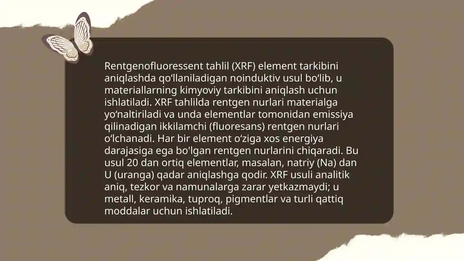 Polimer mahsulotlardagi iflosliklar  va aralashmalarni rentgenofluoressent tahlil yordamida monitoring qilish Qoldiq katalozatorlar og'ir metallar va zararli aralashmalarni aniqlash 4