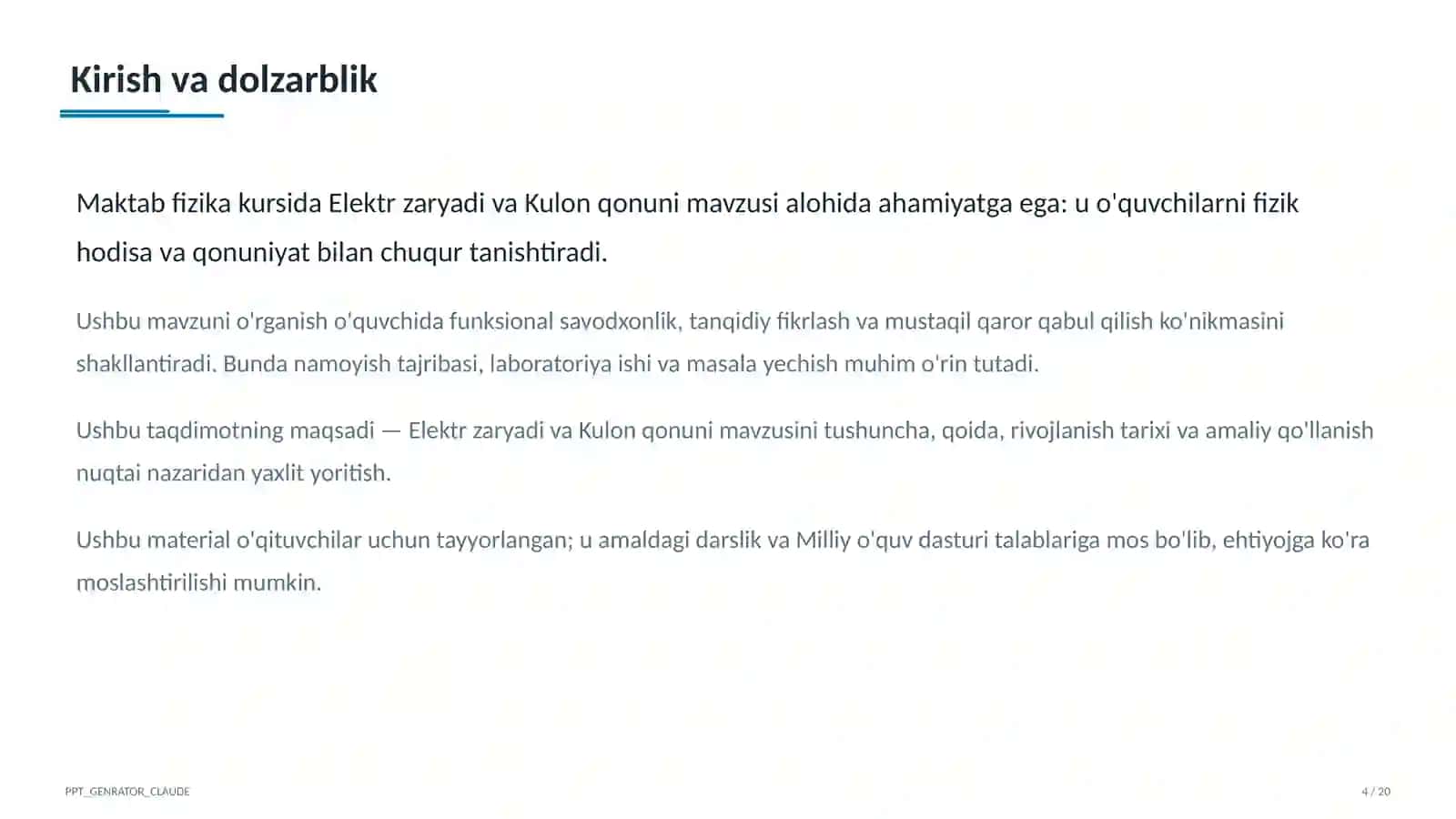 Elektr zaryadi va Kulon qonuni (8-sinf) 4