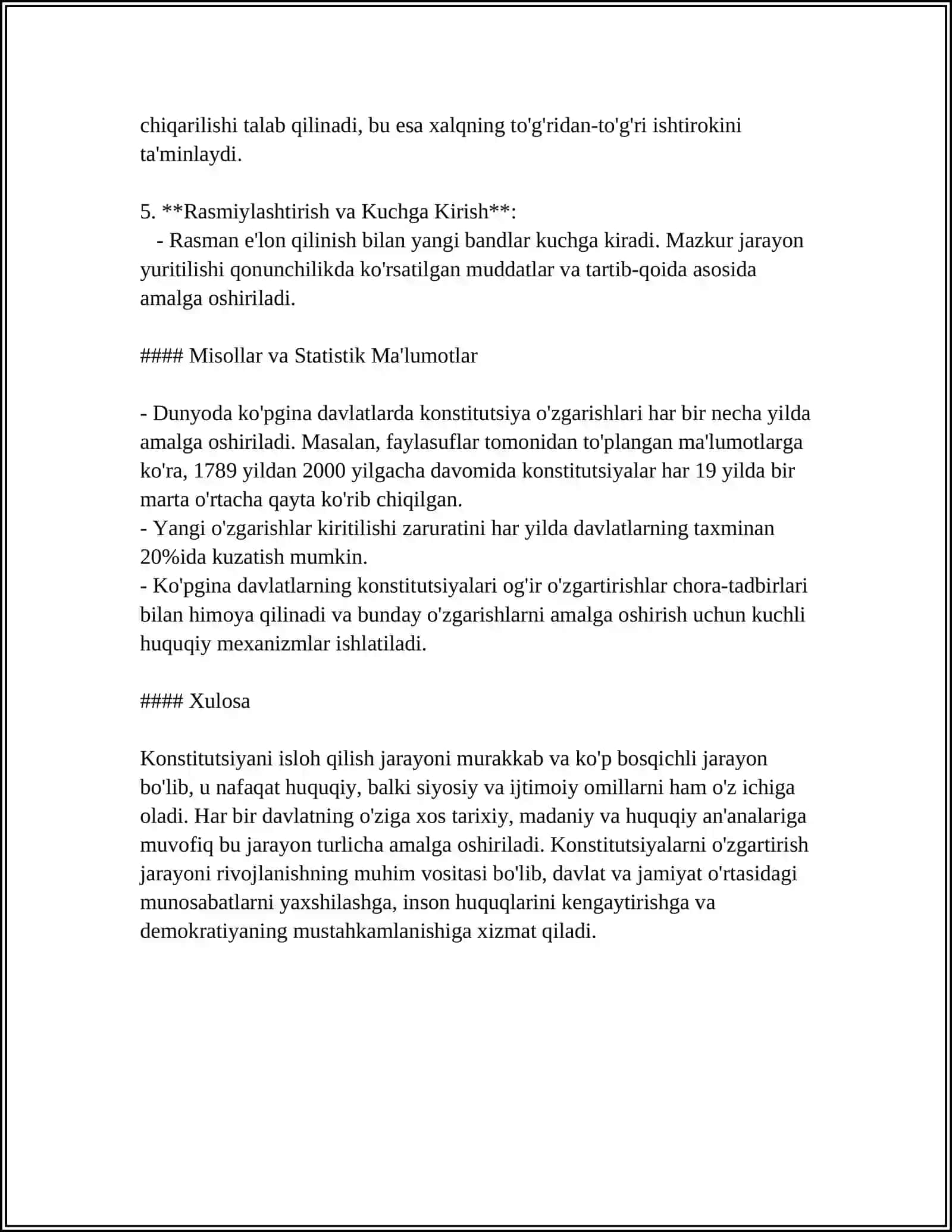 KONSTITUTSIYAGA O'ZGARTIRISHLAR HAQIDA 4