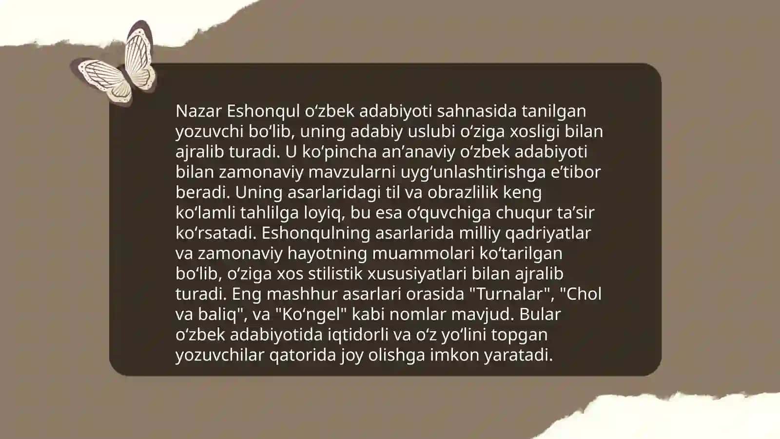 Nazar Eshonqulning Maymun yetakladam odam hikoyasi tahlili 4