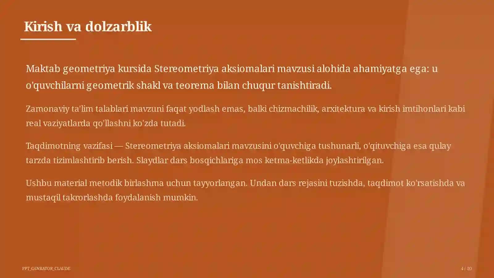 Stereometriya aksiomalari (10-sinf) 4
