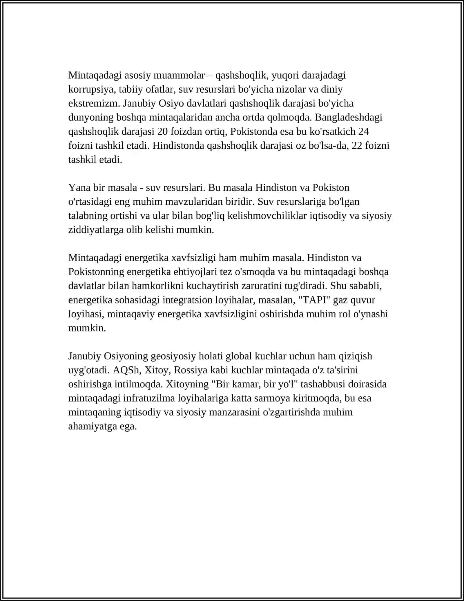 JANUBIY OSIYO MINTAQASIDA INTEGRATSIYA MUNOSABATLARINING SHAKLLANISHI VA RIVOJLANISH TENDENSIYALARI 4