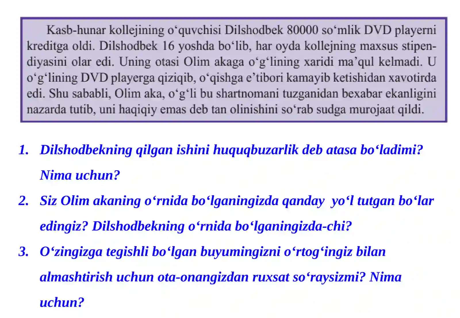 8-sinf Huquq dars ishlanma. Oila qonunchiligida voyaga yetmaganlarning huquq va majburiyatlari 4