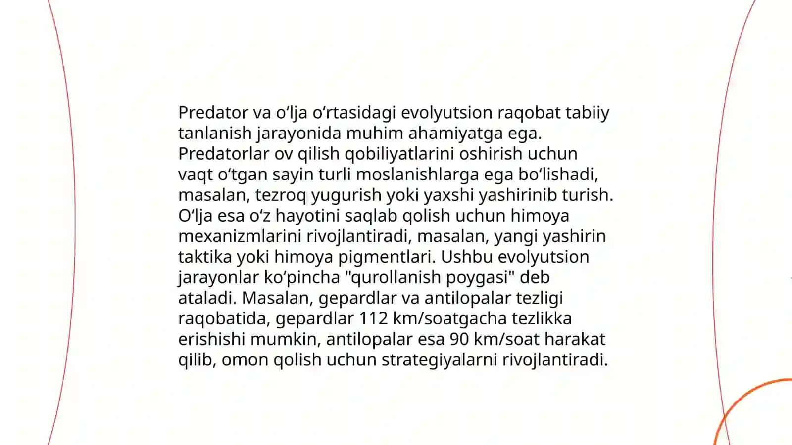 Yirtqichlar va ularning oʻljalaridagi moslanishlar 4