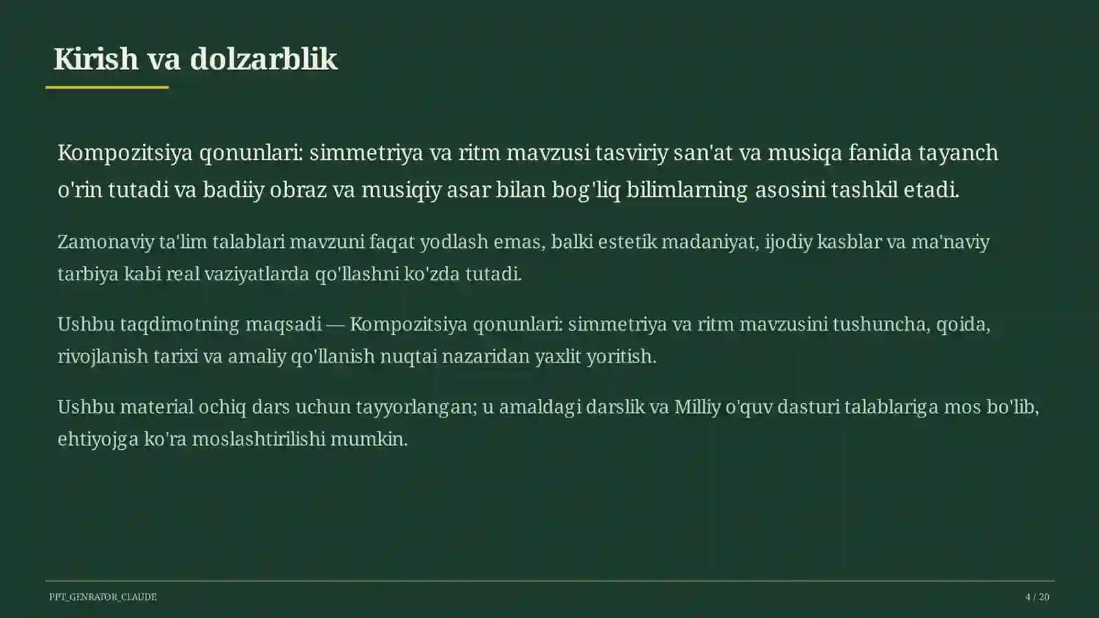 Kompozitsiya qonunlari: simmetriya va ritm (7-sinf) 4
