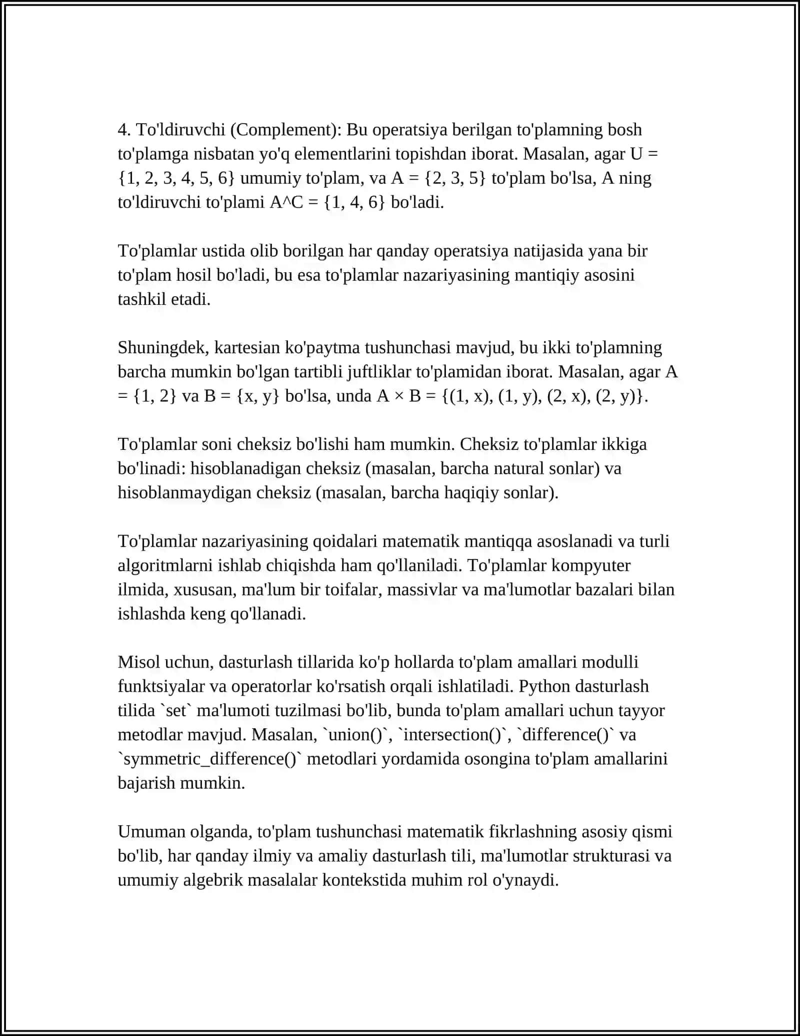 MATHEMATICS: SETS 4
