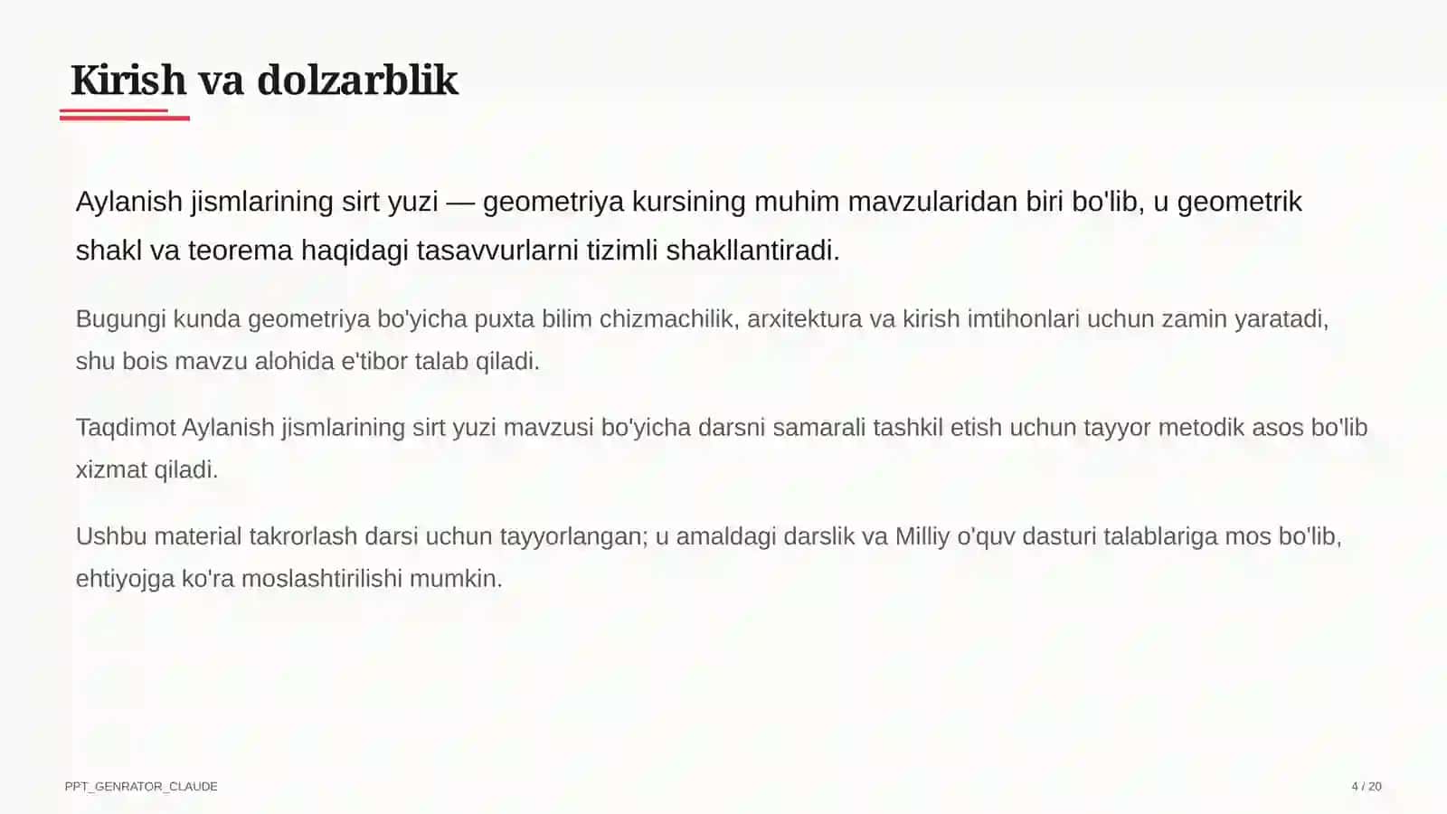 Geometriya (7–11) — takrorlash darsi uchun 4