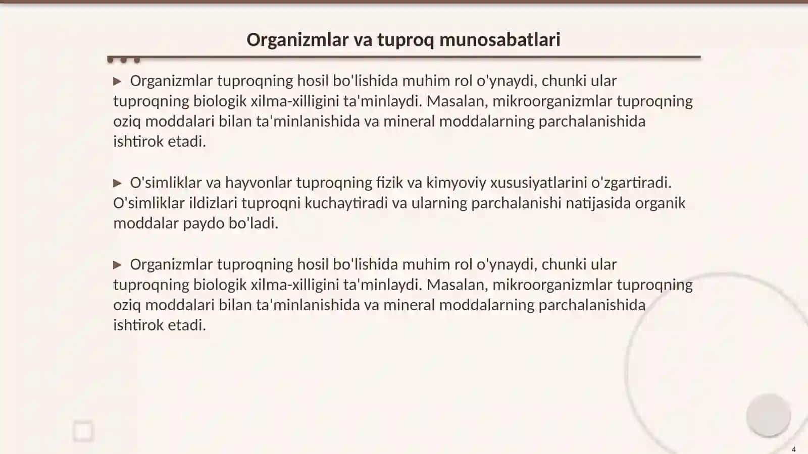 Ho'sil bo'lish jarayonlari 4