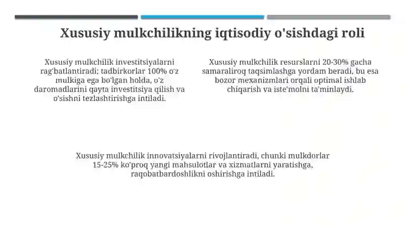 Iqtisodiy islohotlar xususiy mulkchilikning shakllanishi 4