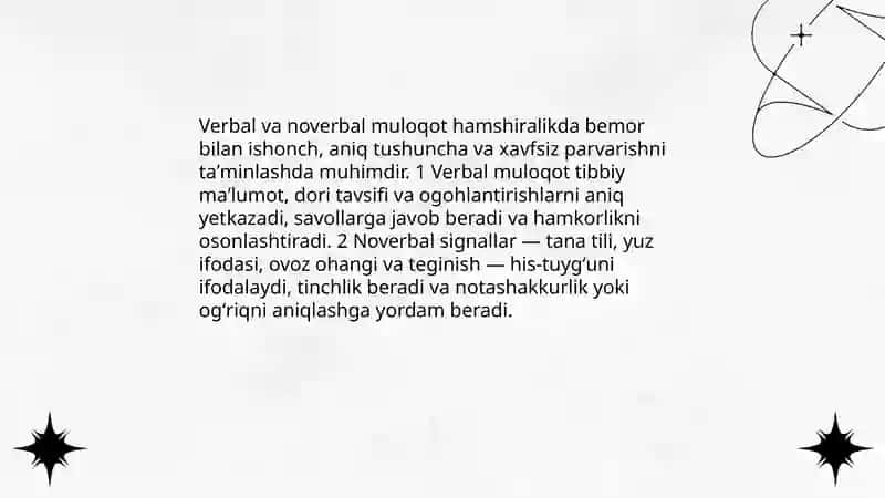 Muloqotning asosiy tamoyillari va hamshira rollari 4
