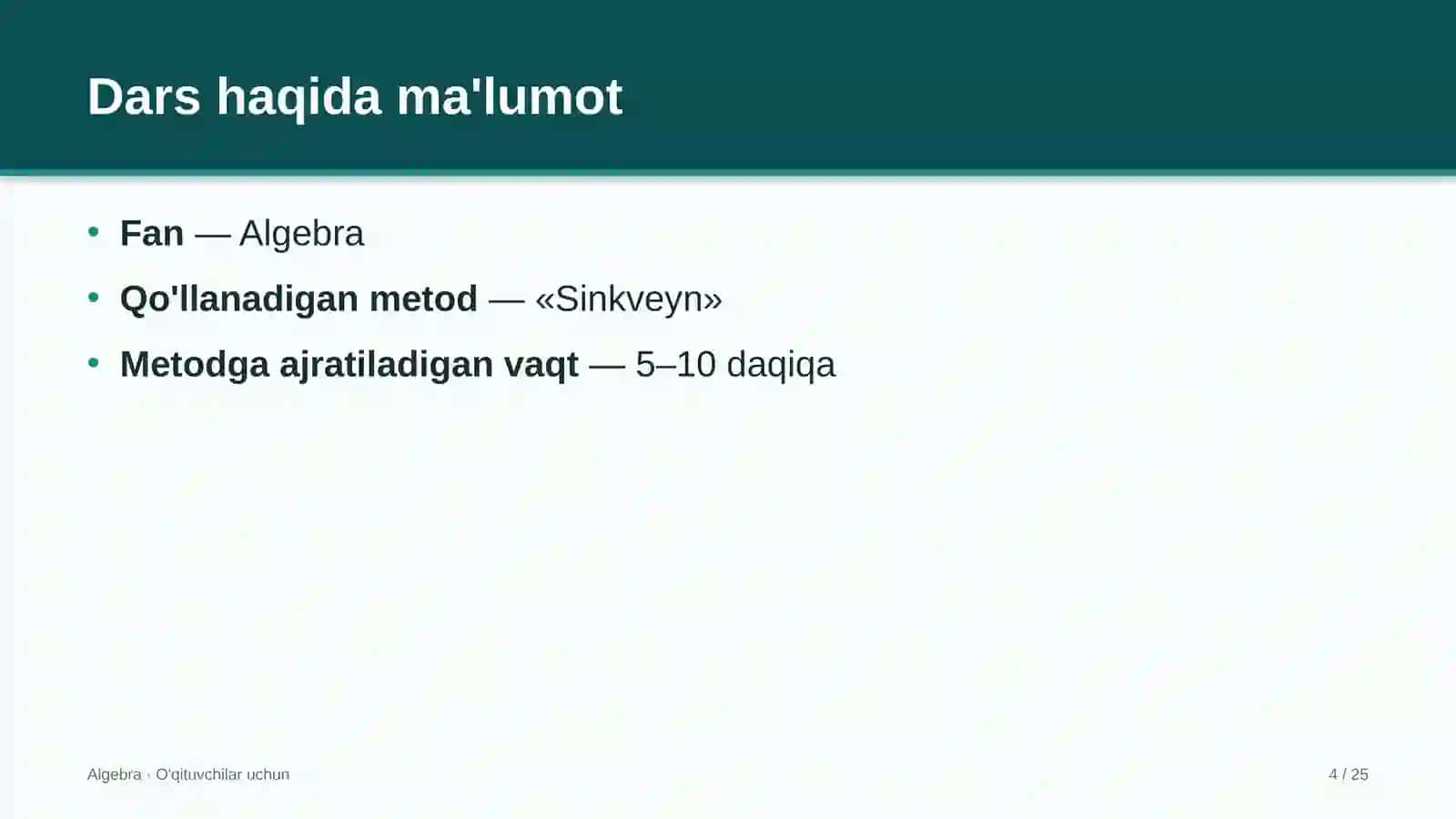 algebra darslarida sinkveyn metodidan foydalanish 7705 4