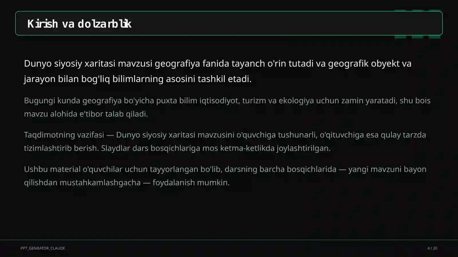 Dunyo siyosiy xaritasi (10-sinf) 4