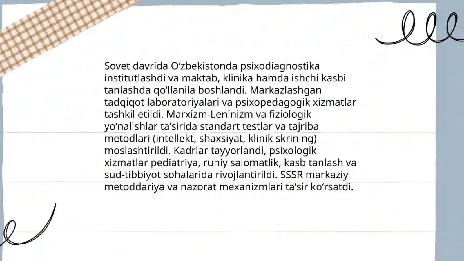 Oʻzbekistonda psixodiagnostikaning rivojlanish tarixi 4