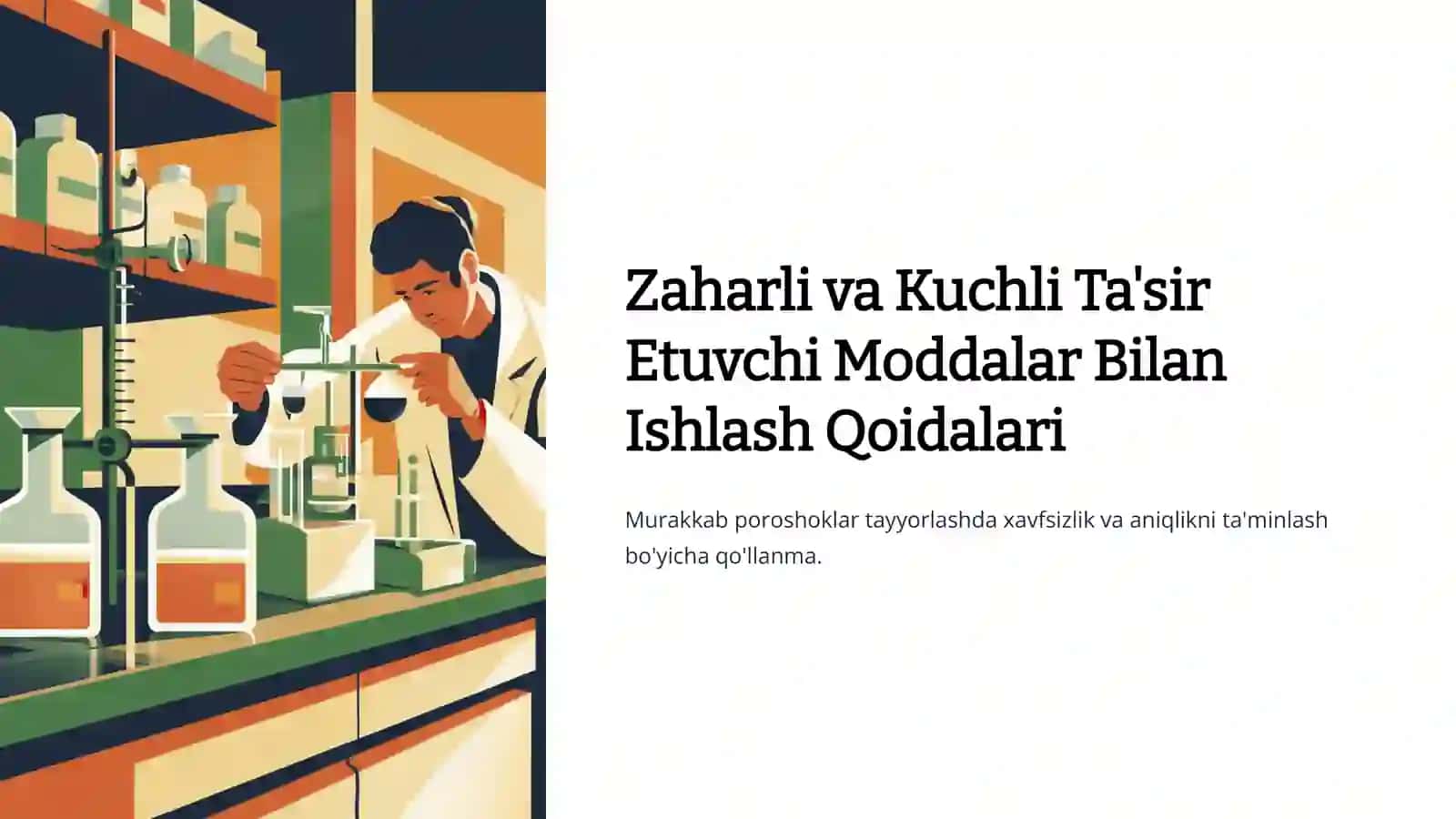 ZAHARLI VA KUCHLI TA'SIR ETUVCHI MODDALAR RO'YXATIGA KIRADIGAN DORILAR BILAN ISHLASH QOIDALARI, ULAR BILAN MURAKKAB POROSHOKLAR TAYYORLASH. 4