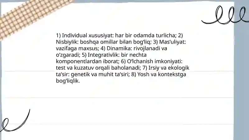 Qobiliyatlar tasnifi. Qobiliyatlar tarkibi 4