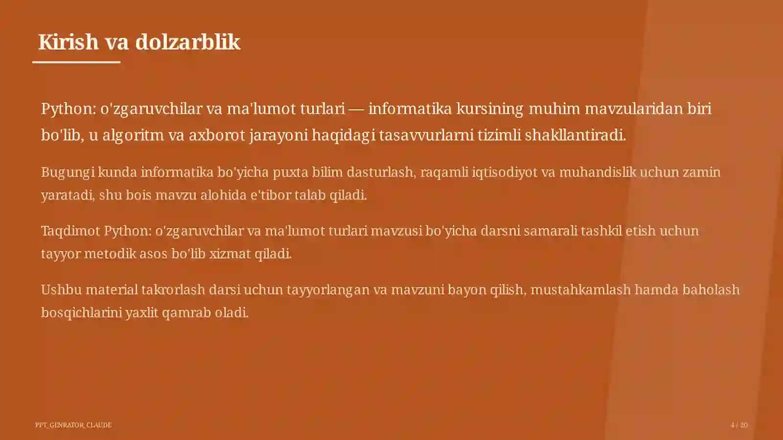 Python: o'zgaruvchilar va ma'lumot turlari (8-sinf) 4