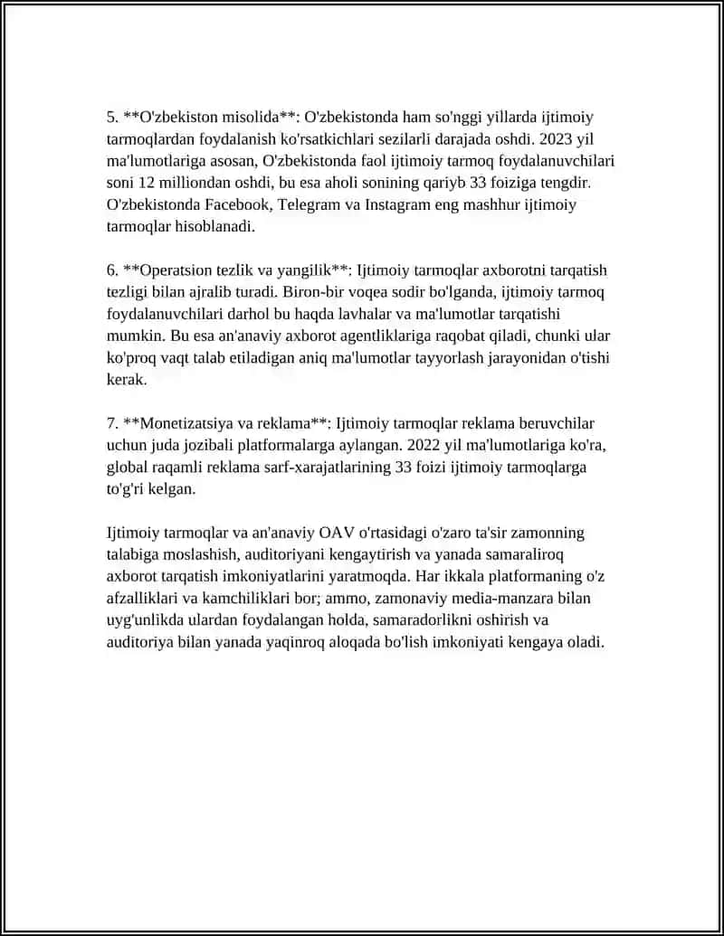 AN'ANAVIY OAV OʻRNINI IJTIMOIY TARMOQLAR EGALLANISHI 4