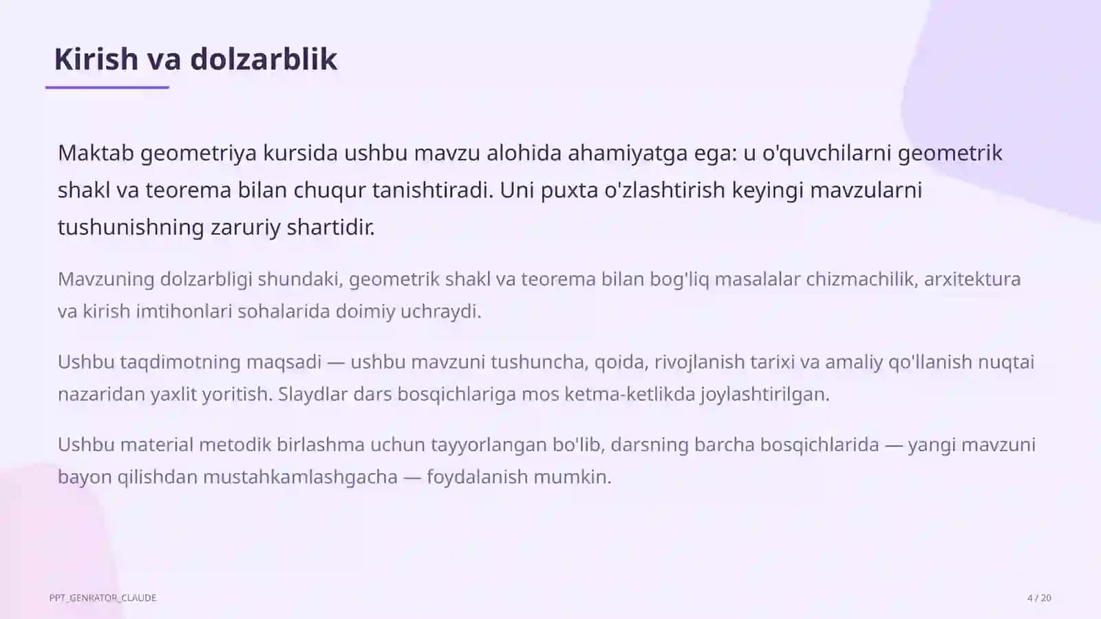 Koordinatalar metodi: to'g'ri chiziq va aylana tenglamalari (9-sinf) 4