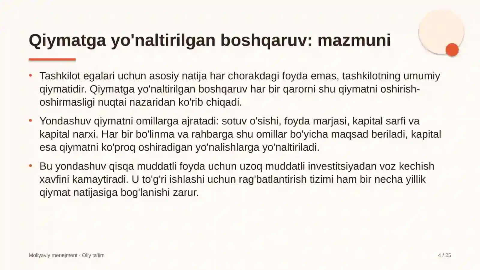 Moliyaviy Menejment va Oliy Ta'limga kirish 4