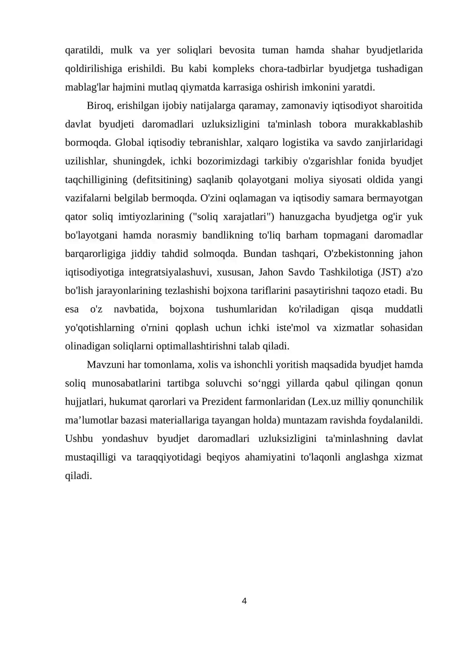 Davlat budjeti daromadlari uzluksizligini ta’minlash masalalari 4