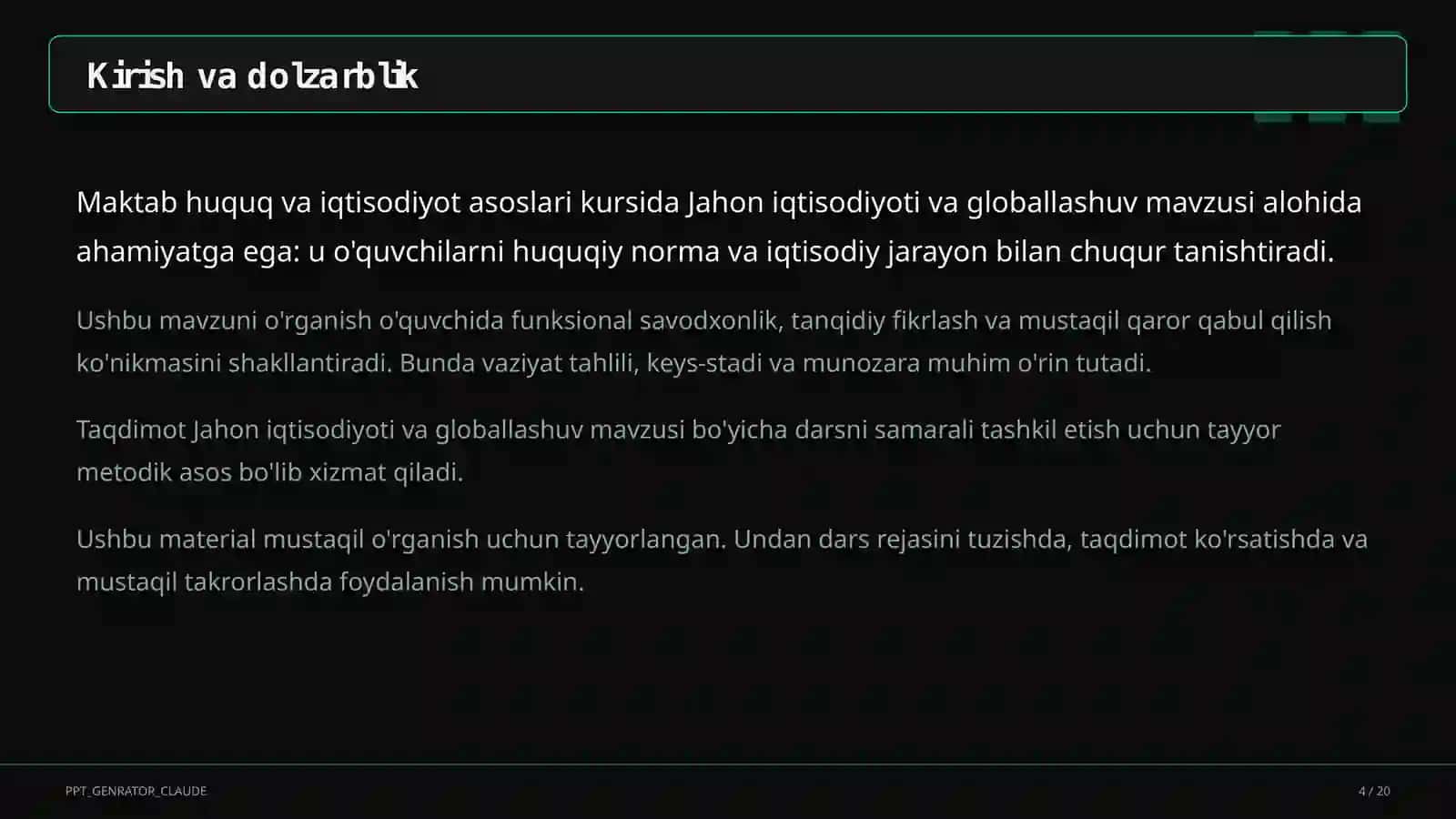 Jahon iqtisodiyoti va globallashuv (11-sinf) 4