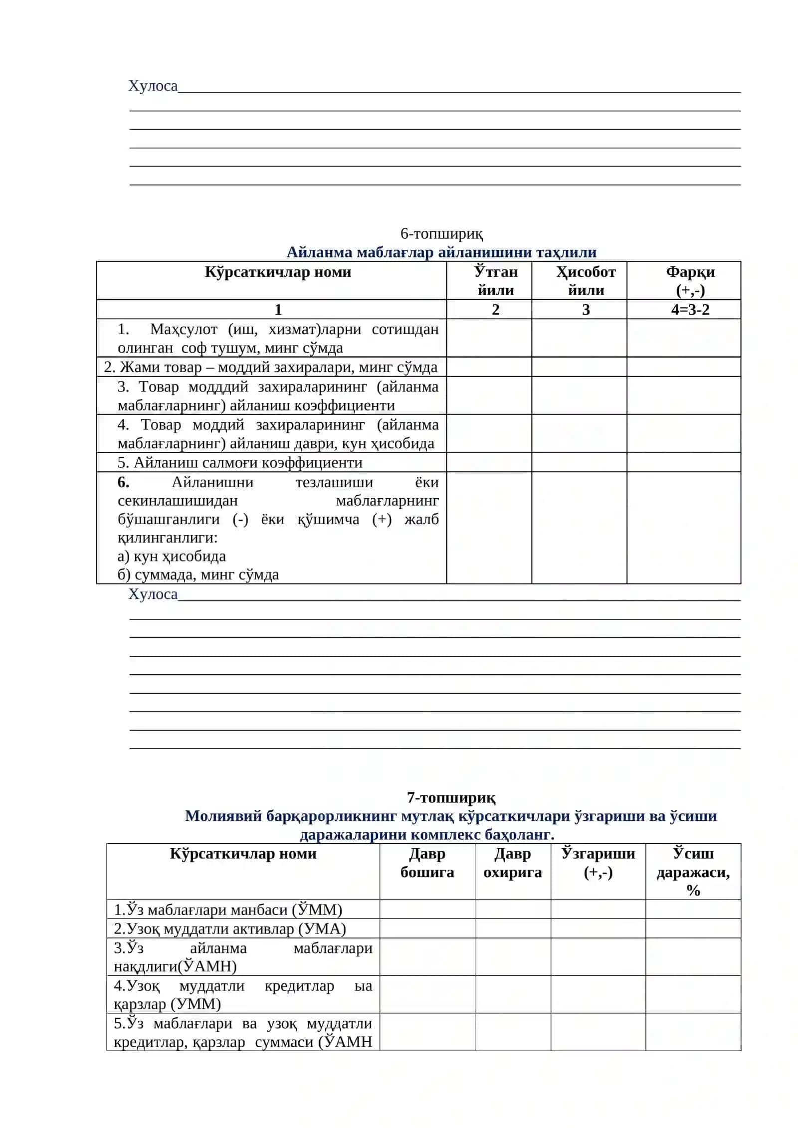 Buxgalteriya balansi tahlili. Moliyaviy barqarorlik tahlili 4