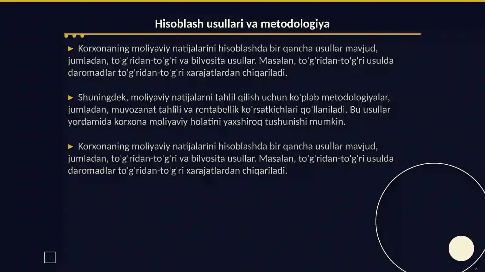 Korxonaning moliyaviy natijasi va uning shakllanishi 4