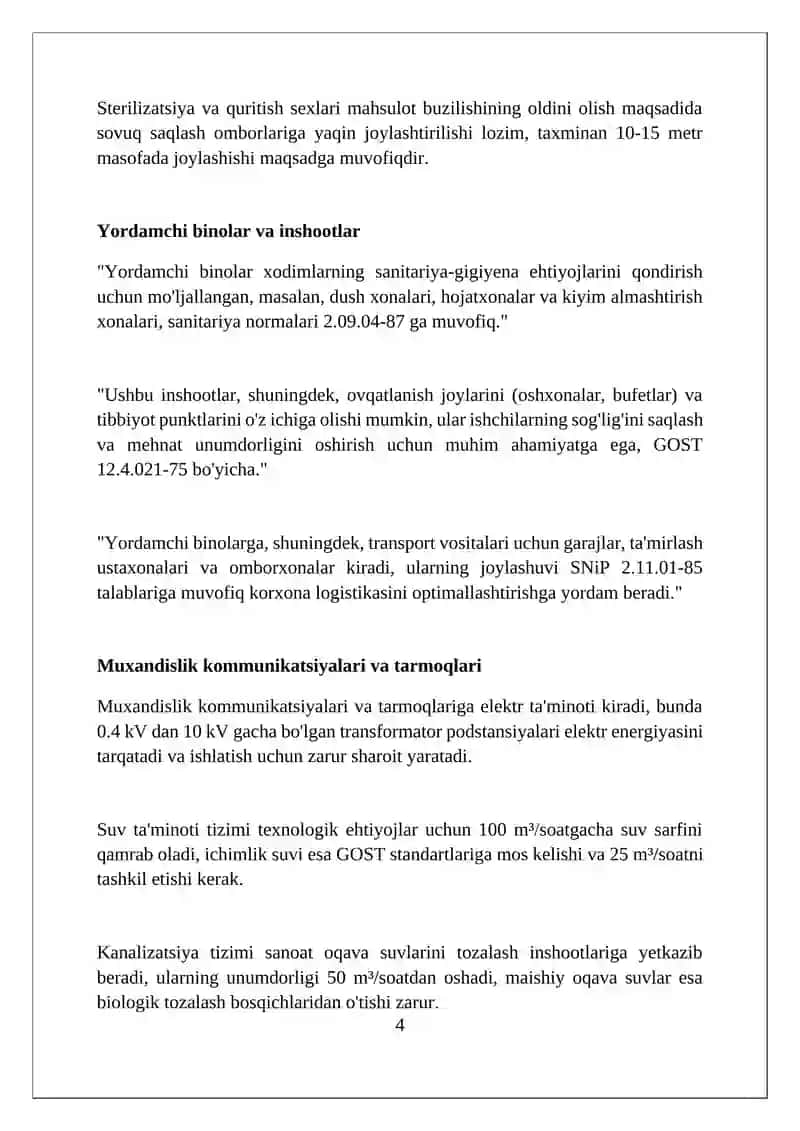 Meva sabzavotlarni qayta ishlash korxonasining bosh plani bilan tanishish 4