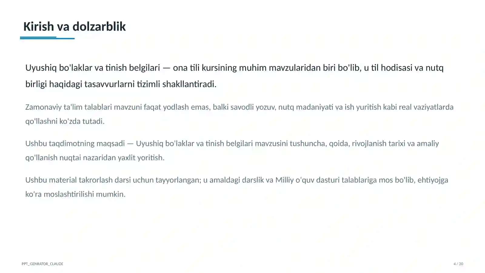 Uyushiq bo'laklar va tinish belgilari (8-sinf) 4
