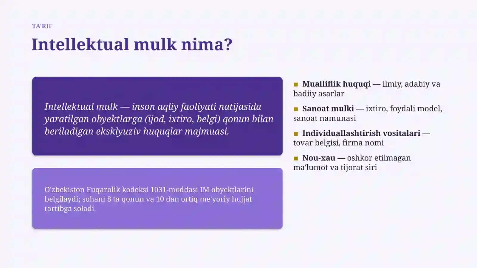 ILMIY JAMOA UCHUN — TAQDIMOT 4