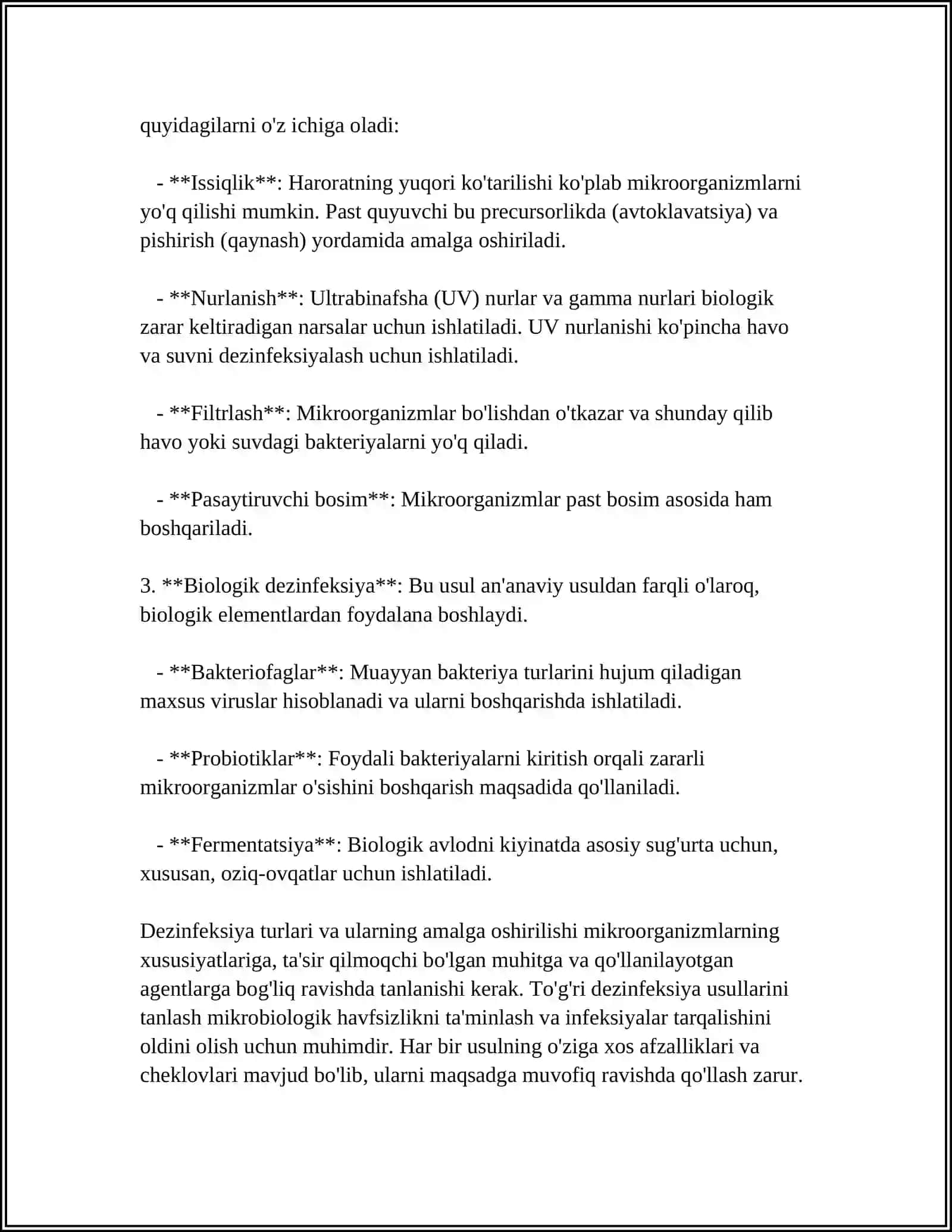 DEZINFEKSIYA TASNIFI. DEZINFEKSIYA TURLARI. ASBOB-ANJOMLAR DEZINFEKSIYASI 4