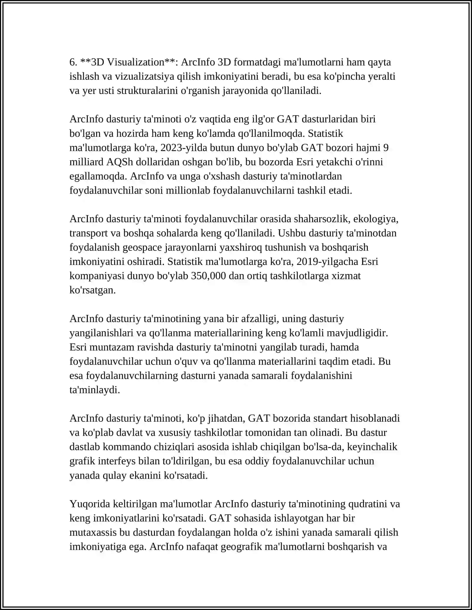 ARCINFO GEOGRAFIK AXBOROT TIZIMI 4