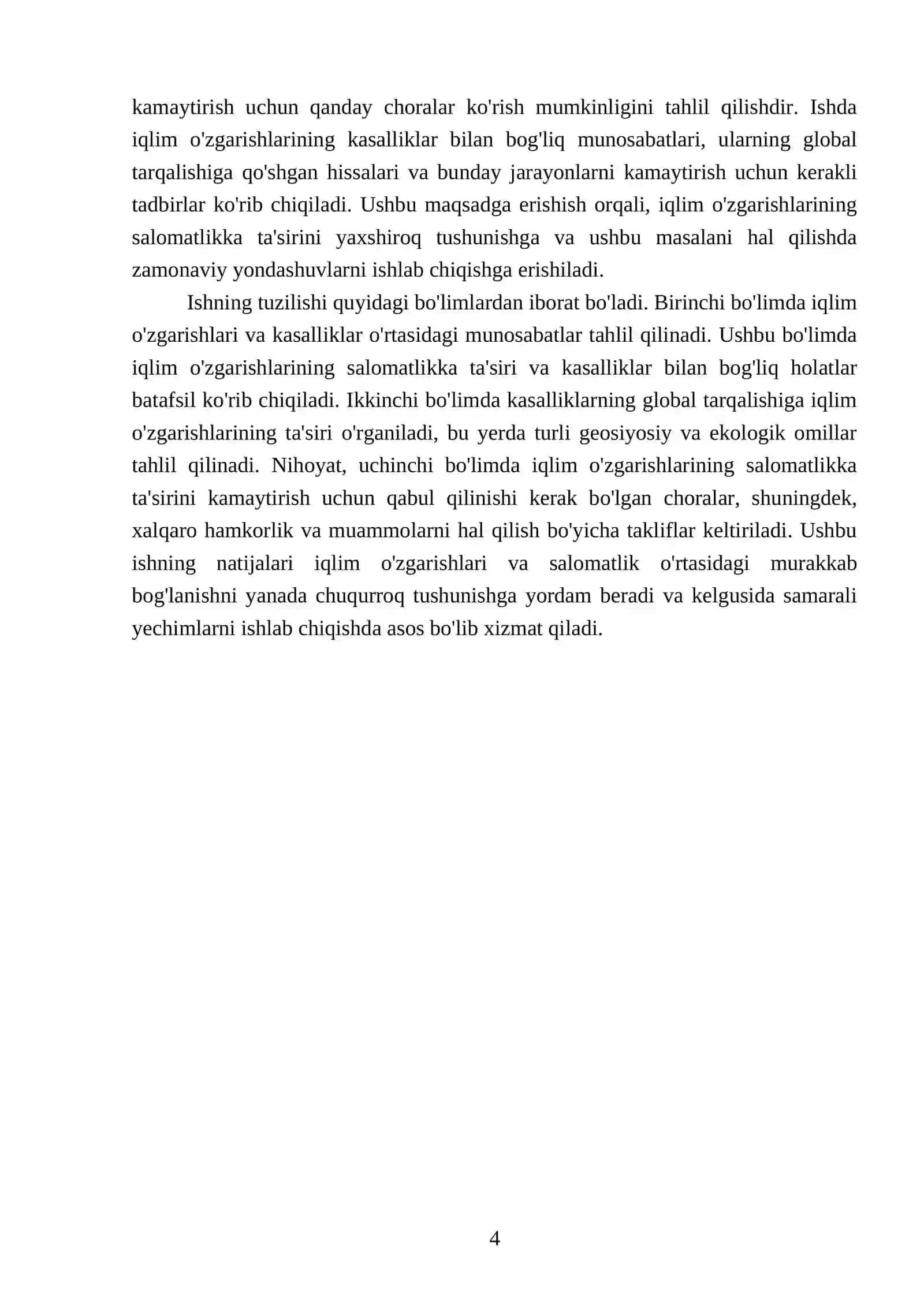 Kasalliklarni global tashvishi. Iqlim o'zgarishlarining tibbiy oqibatiari 4