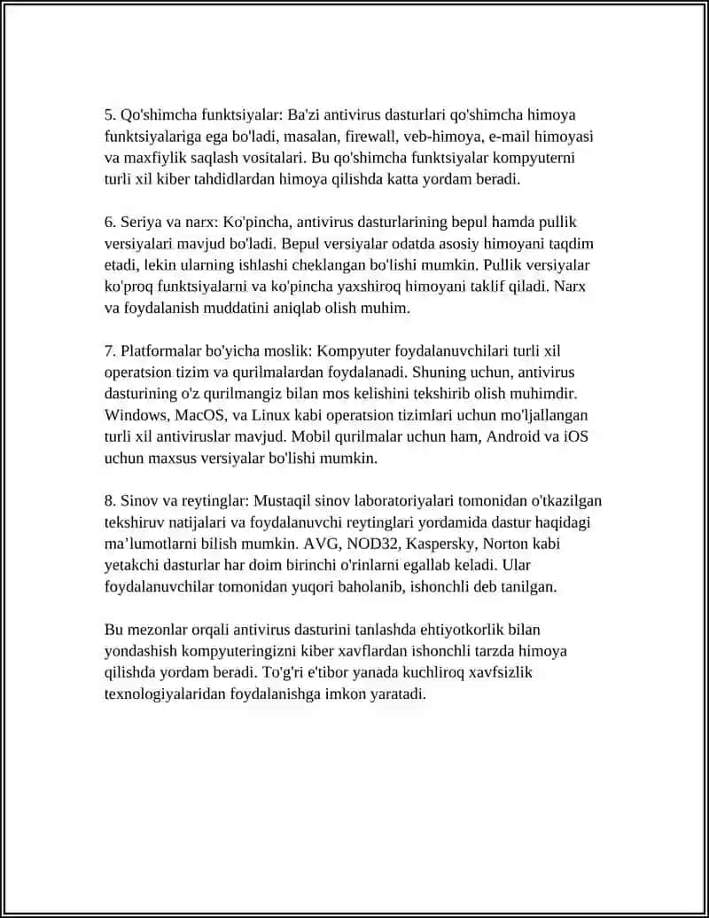SHAXSIY KOMPYUTERLARDA VIRUSLARGA QARSHI HIMOYANI O'RNATISH 4