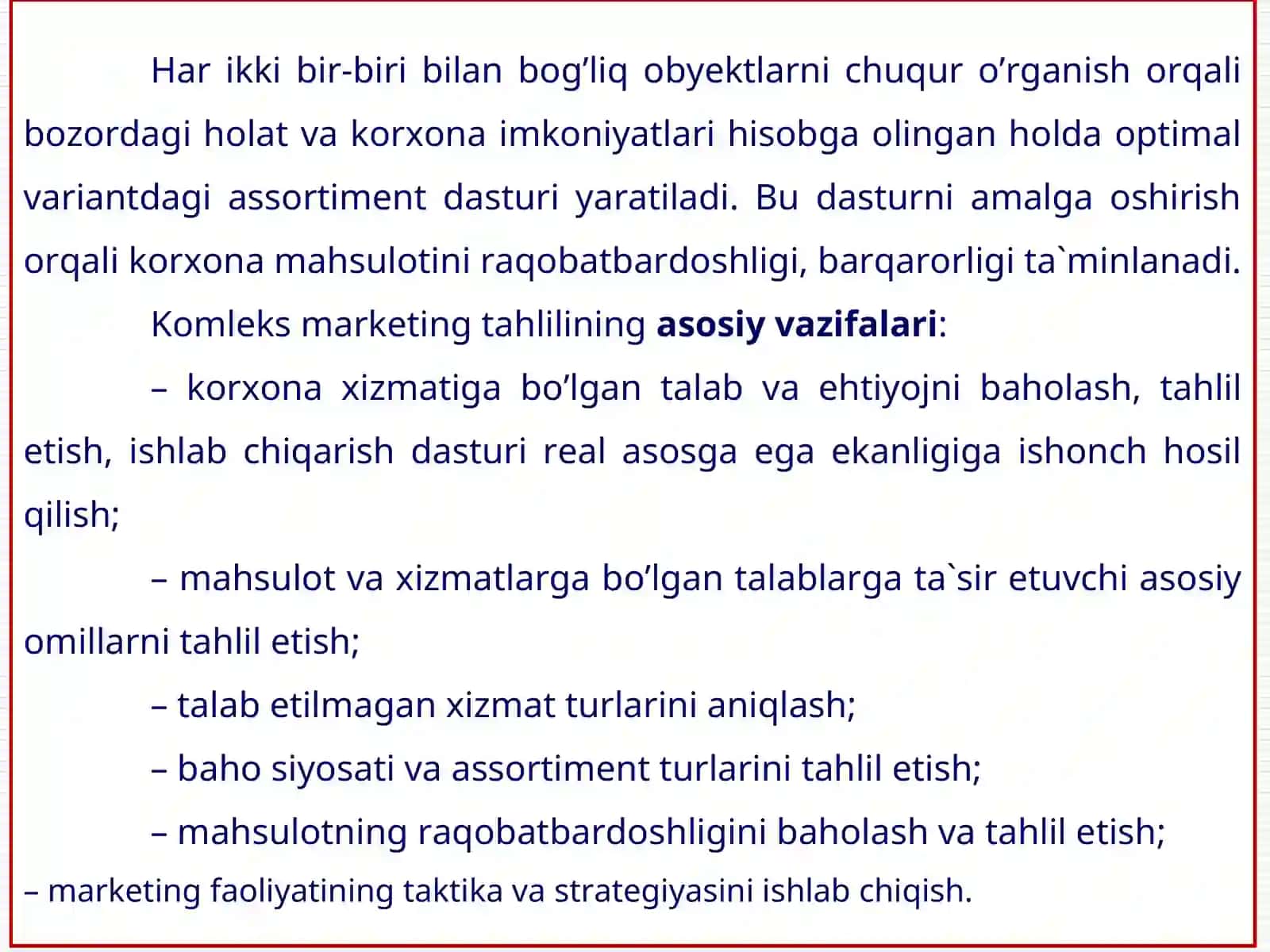 Xoʻjalik yurituvchi subyektlarning marketing faoliyatida tahlili 4