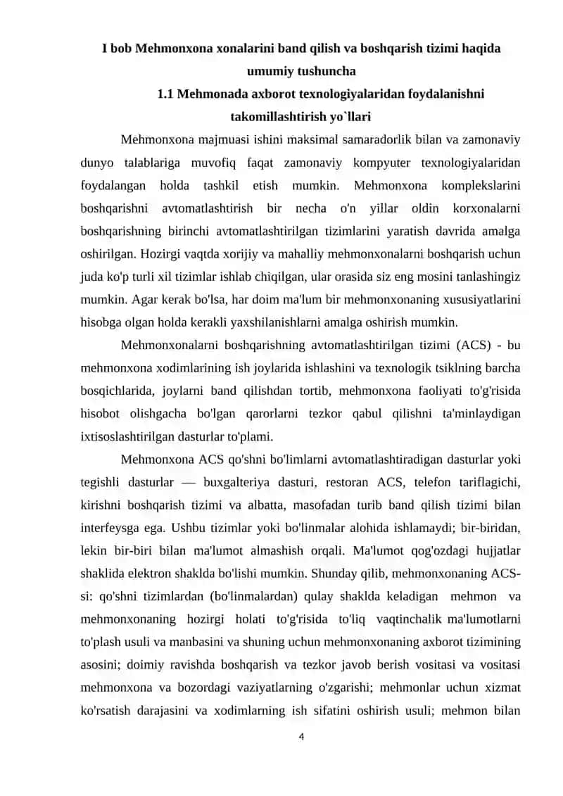 Mehmonxona xonalarini band qilish va boshqarish tizimini ishlab chiqish 4