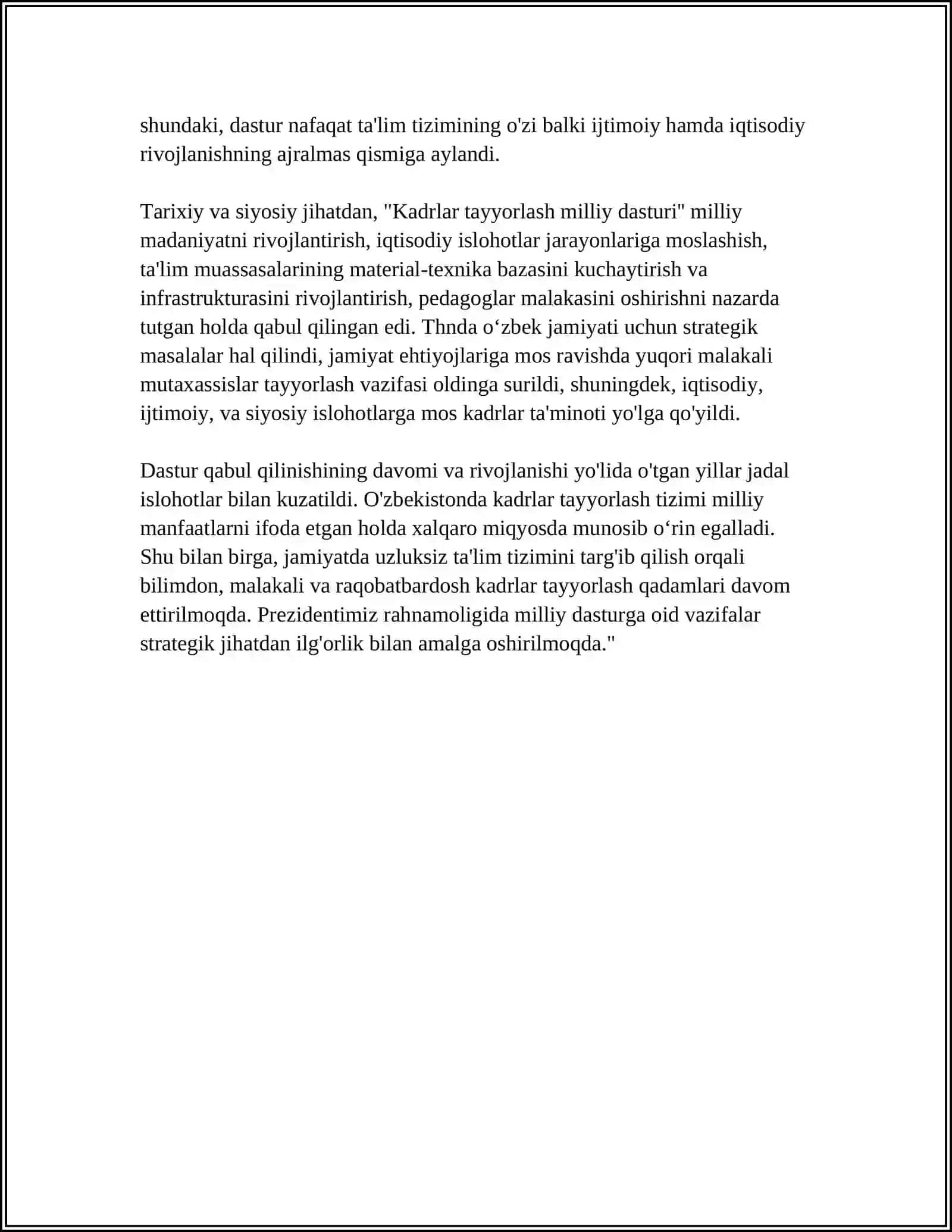 MUSTAQILIK''KADRLAR TAYYORLASH MILLIY DASTURI'' NING QABUL QILINISHI 4