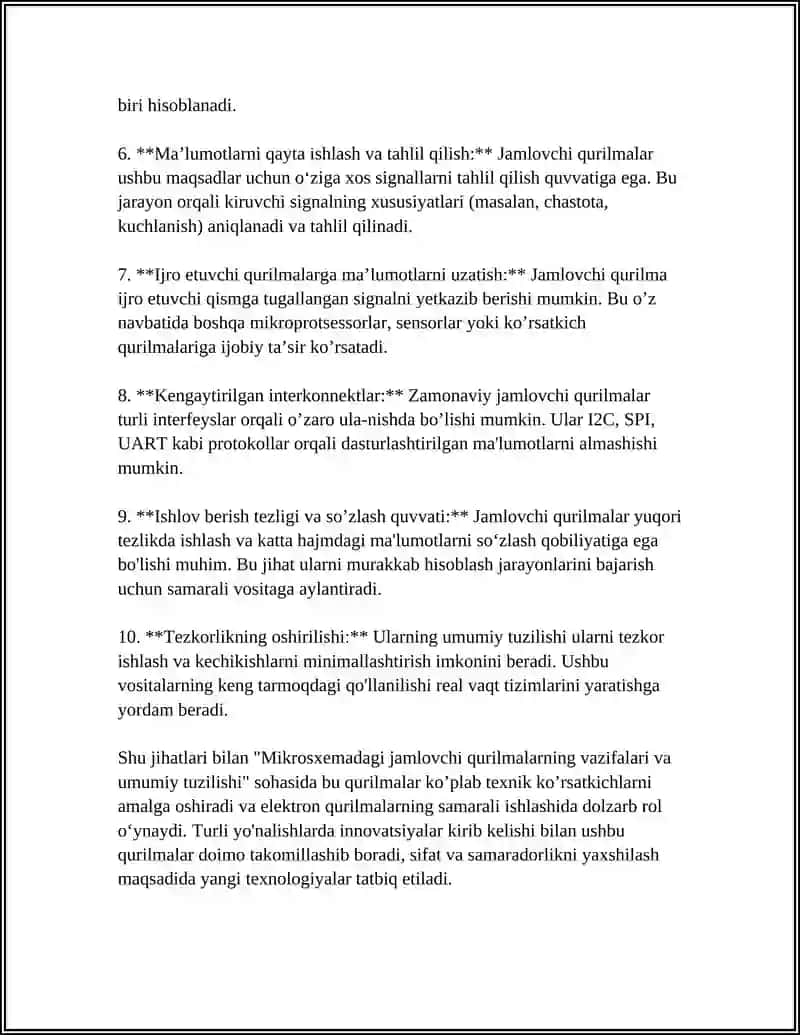 MIKROSXEMADAGI JAMLOVCHI QURILMANI TEXNIK KOʻRSATKICHLARI VA TADBIQI 4