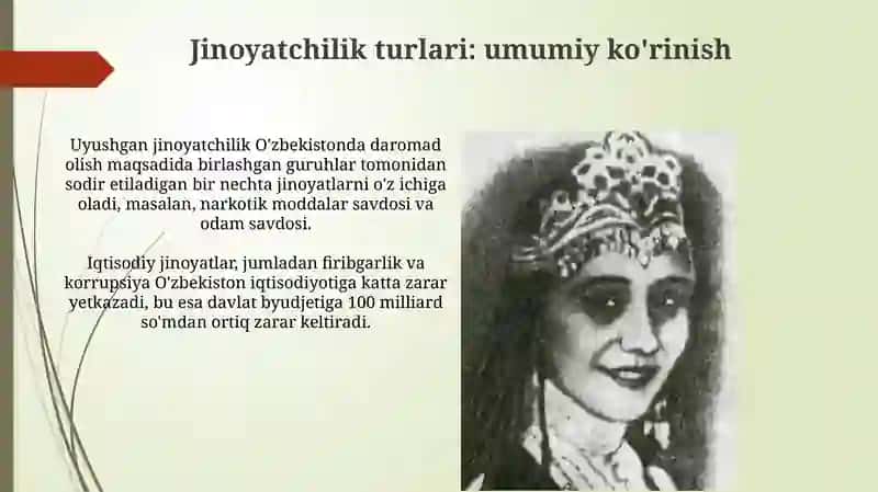 O‘zbekistonda jinoyatchilikning umumiy tavsifi: turlari, sabablari va holati 4