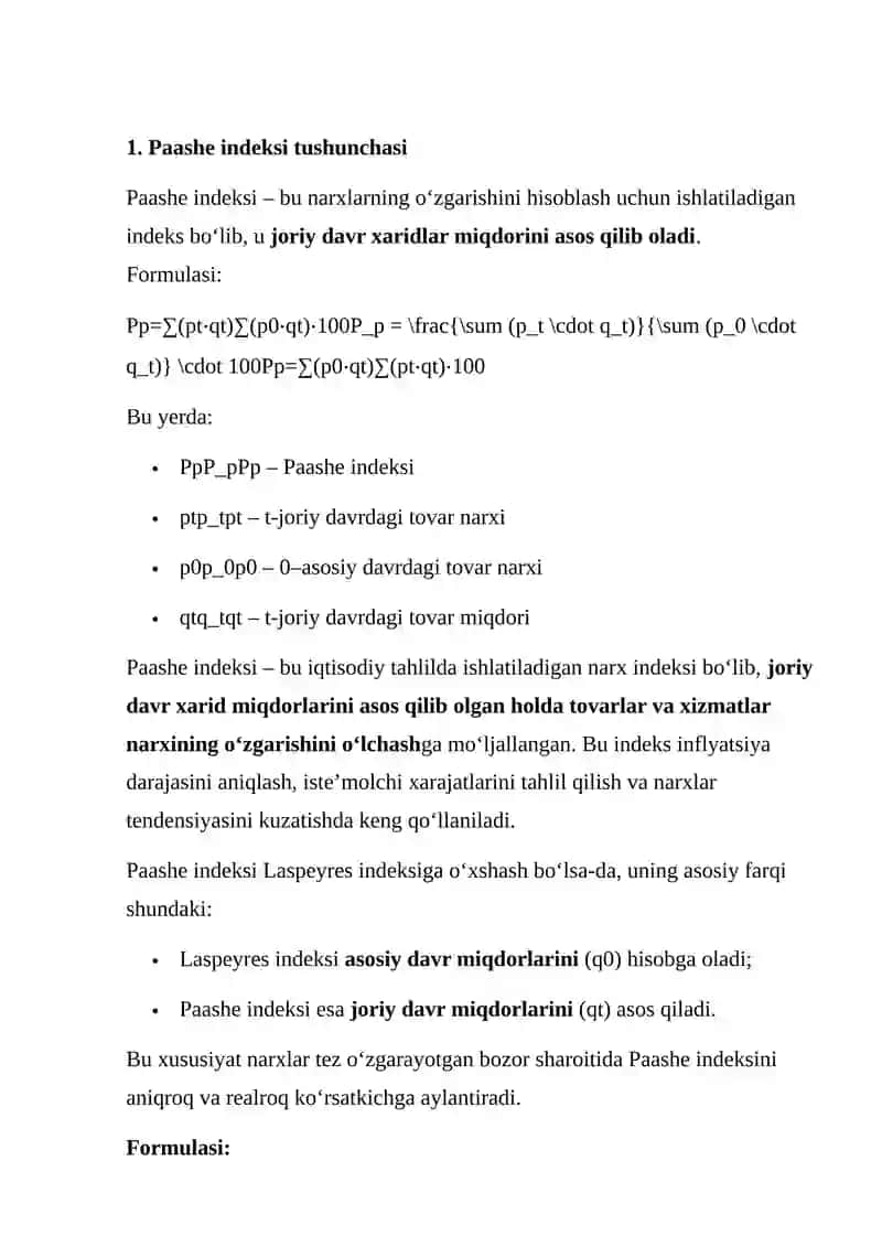 Paashe indeksi va uning iqtisodiy tahlildagi ahamiyati 4