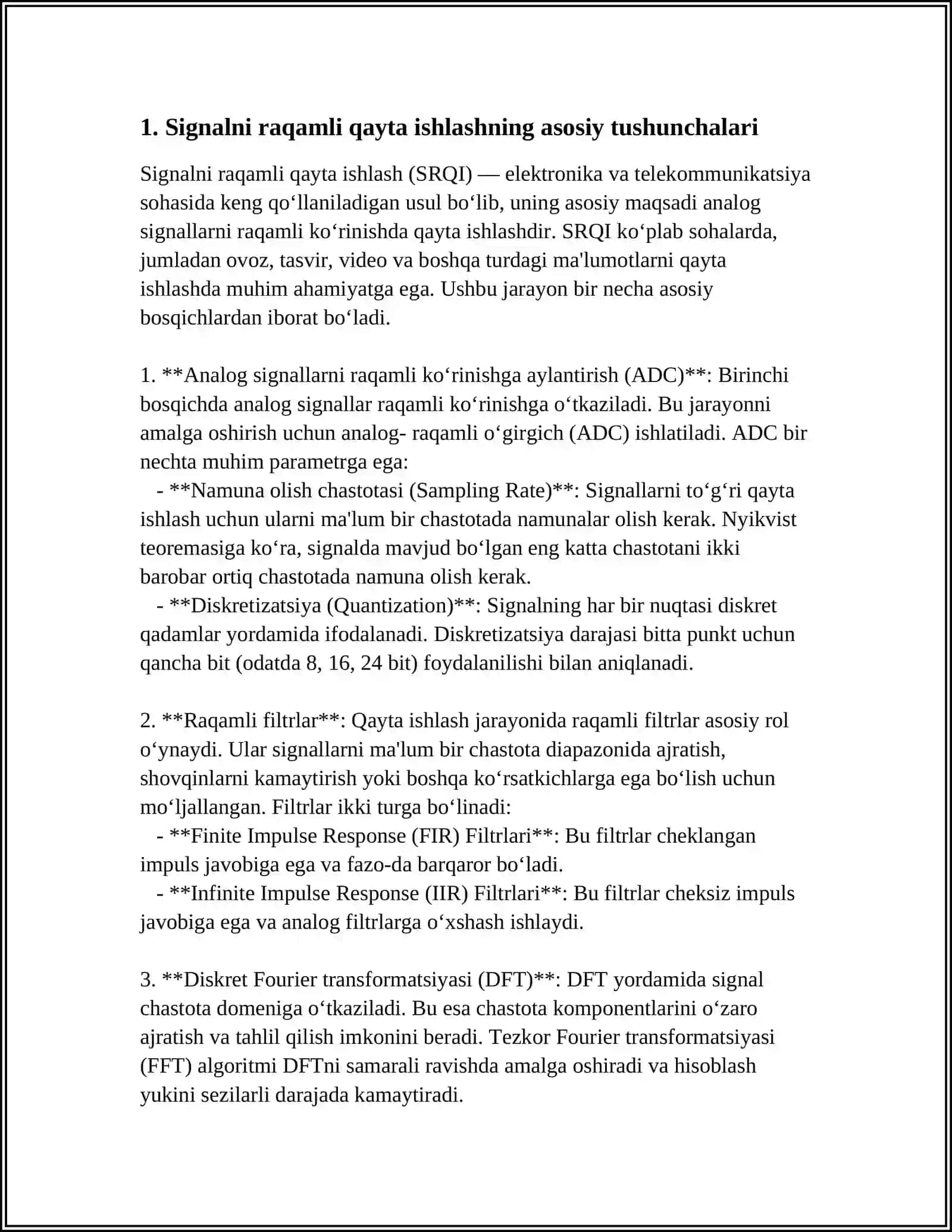 SIGNALLARNI RAQAMLI QAYTA ISHLASHDA SONLI KETMA-KETLIKLARNING TATBIQLARI 4