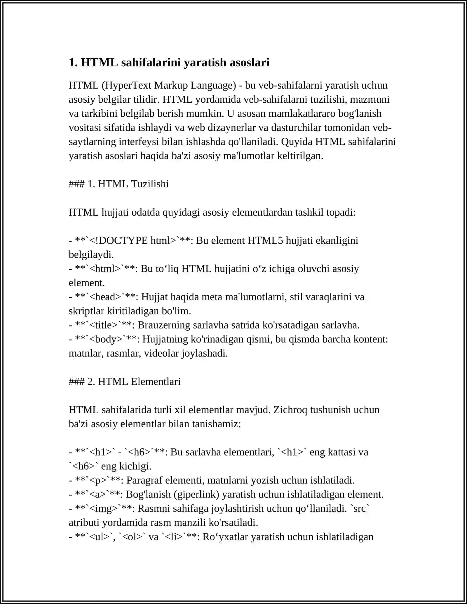 HTML FAYLLAR YARATISH 4