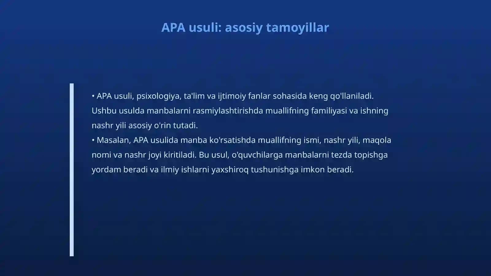 Ilmiy manbalarni rasmiylashtirish (APA, GOST) 4