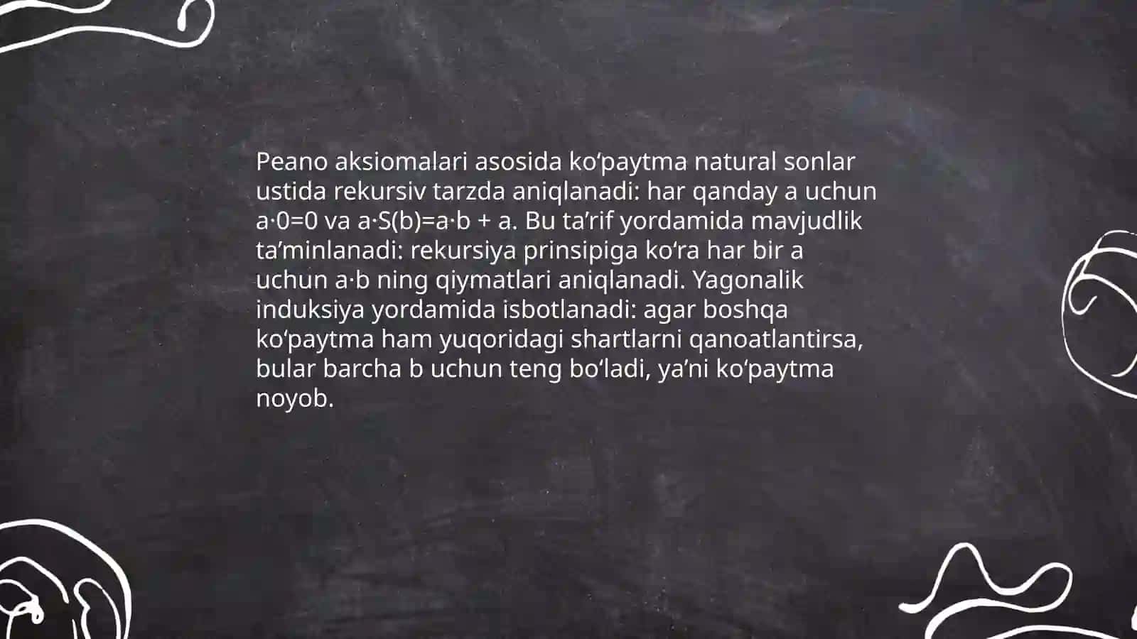 Koʻpaytma natural sonlar uchun 4