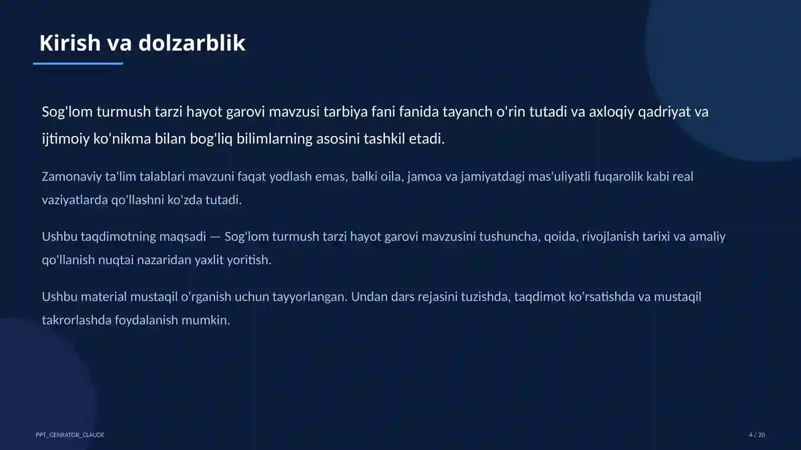 Sog'lom turmush tarzi hayot garovi (7-sinf) 4