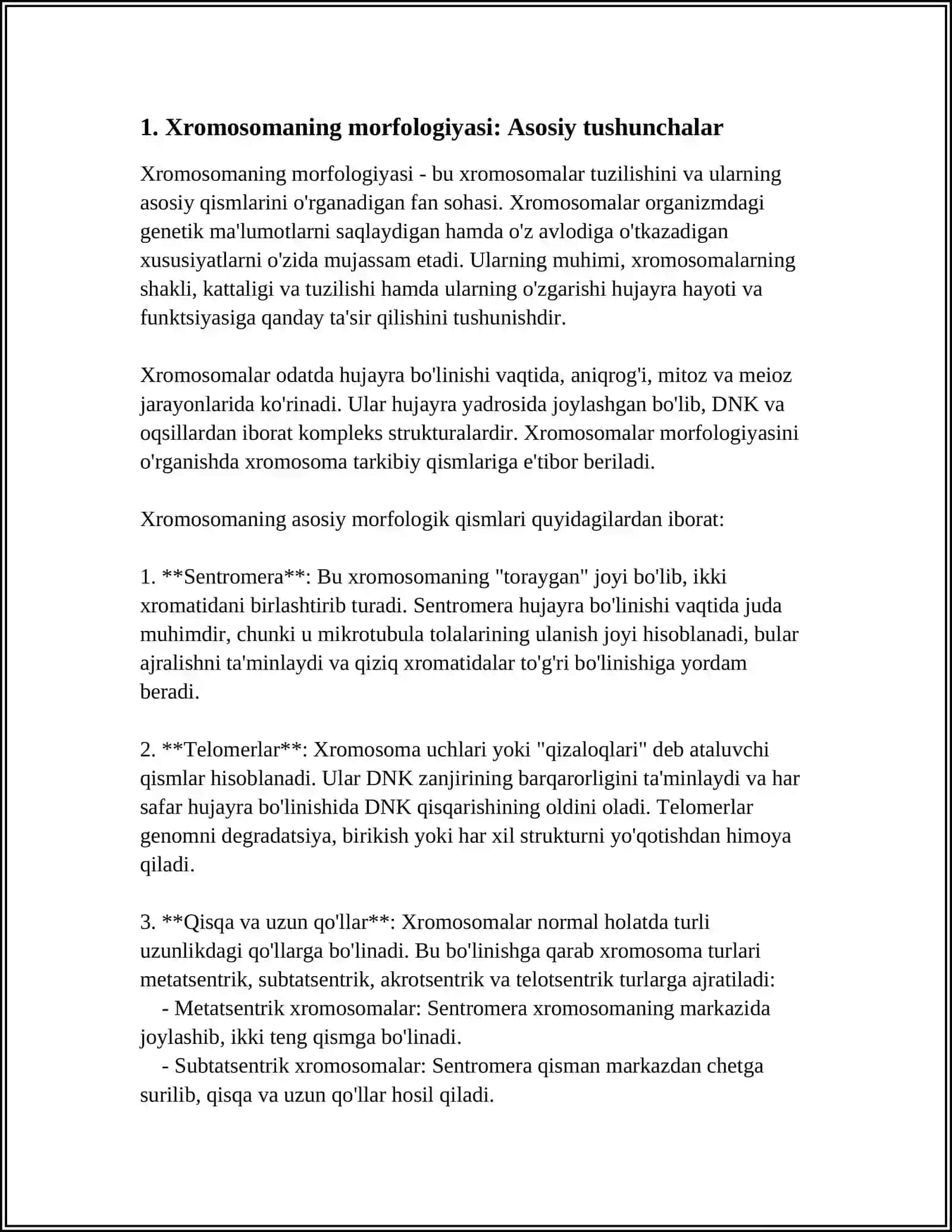 XROMOSOMA MORFOLOGIYASI VA TIPLARI 4