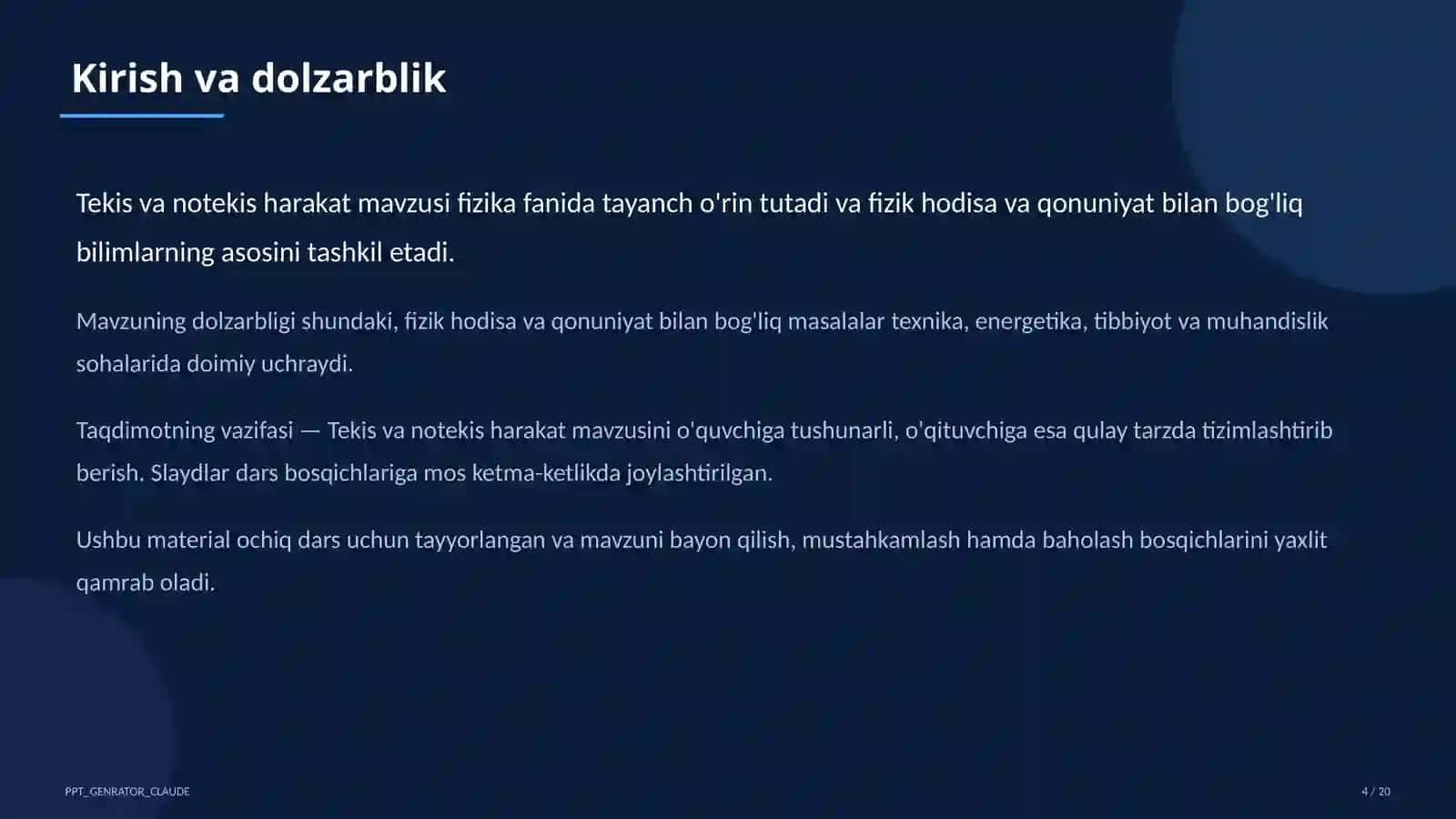 Tekis va notekis harakat (7-sinf) 4